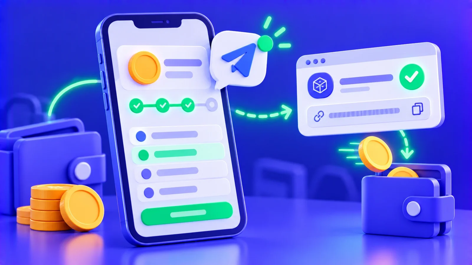 Statut de l’ordre sur le site et dans Telegram avec le hash du paiement